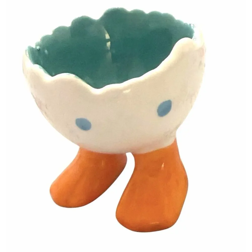 Cracked Egg Cup With Duck Feet Easter Whimsical Farmhouse Decor Trinkets 3421-45